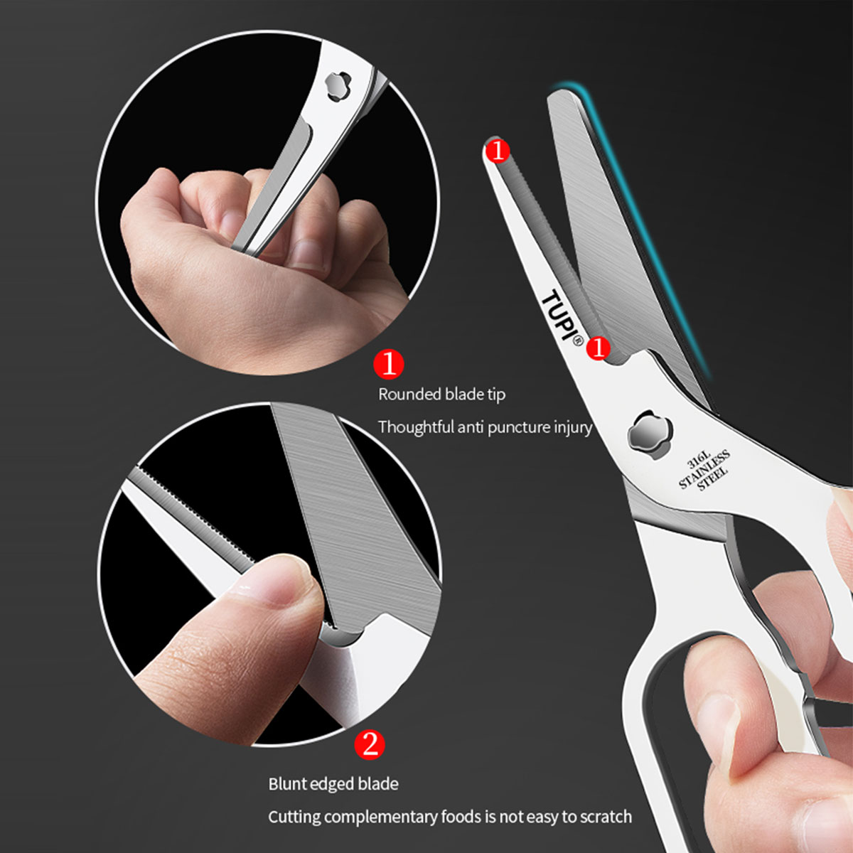 Baby Food Scissors - TUPI - Paslanmaz Çelik Makas Bebek